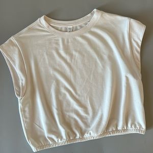Alo dreamy crop short sleeve, ivory, size large